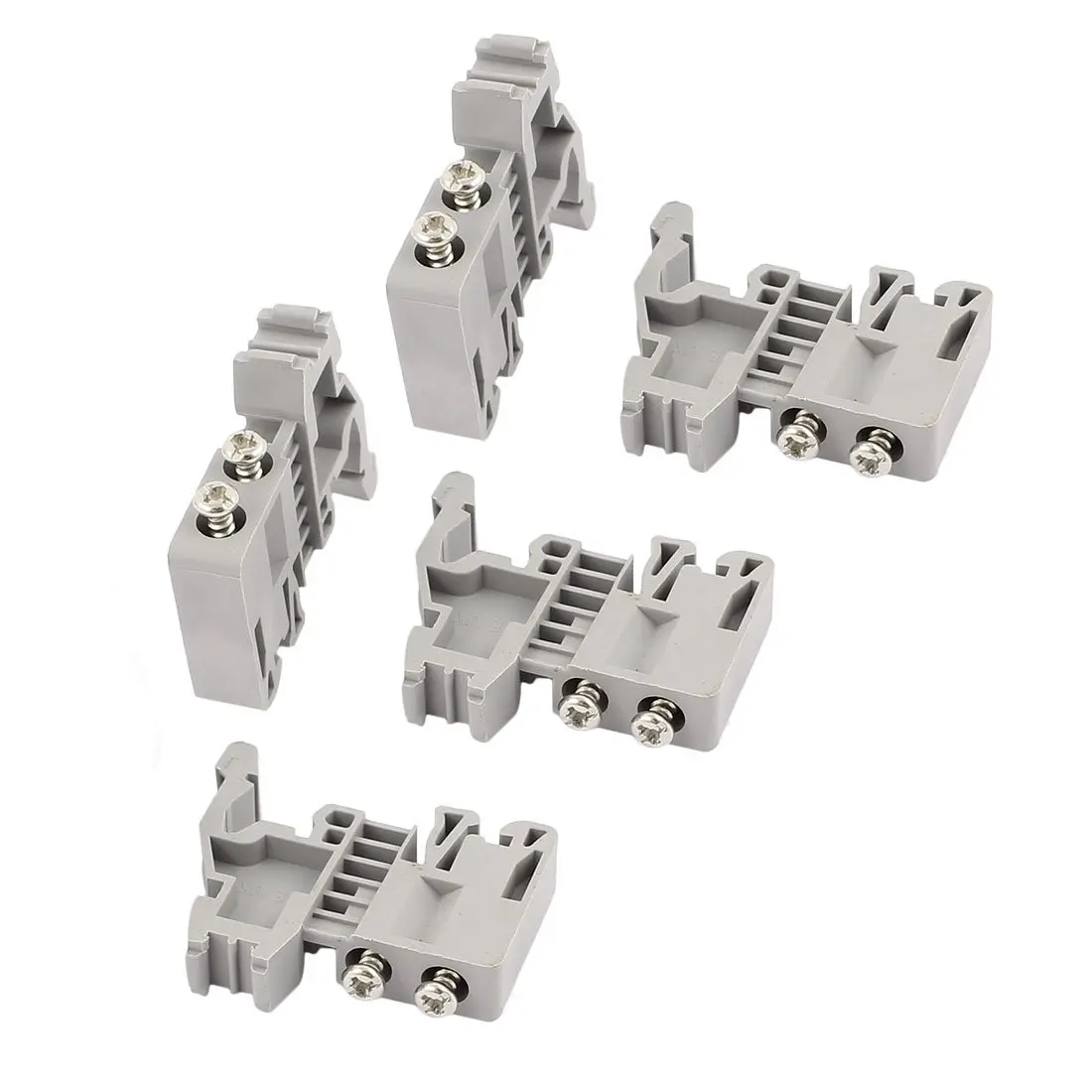 uxcell 5 Pcs E-UK 35mm DIN Rail End Screw Clamp Terminal Fixed Block Gray