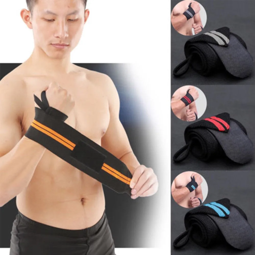 Weight Lifting Durable Gym Wrist Wraps 12",18",24" All Colors Available