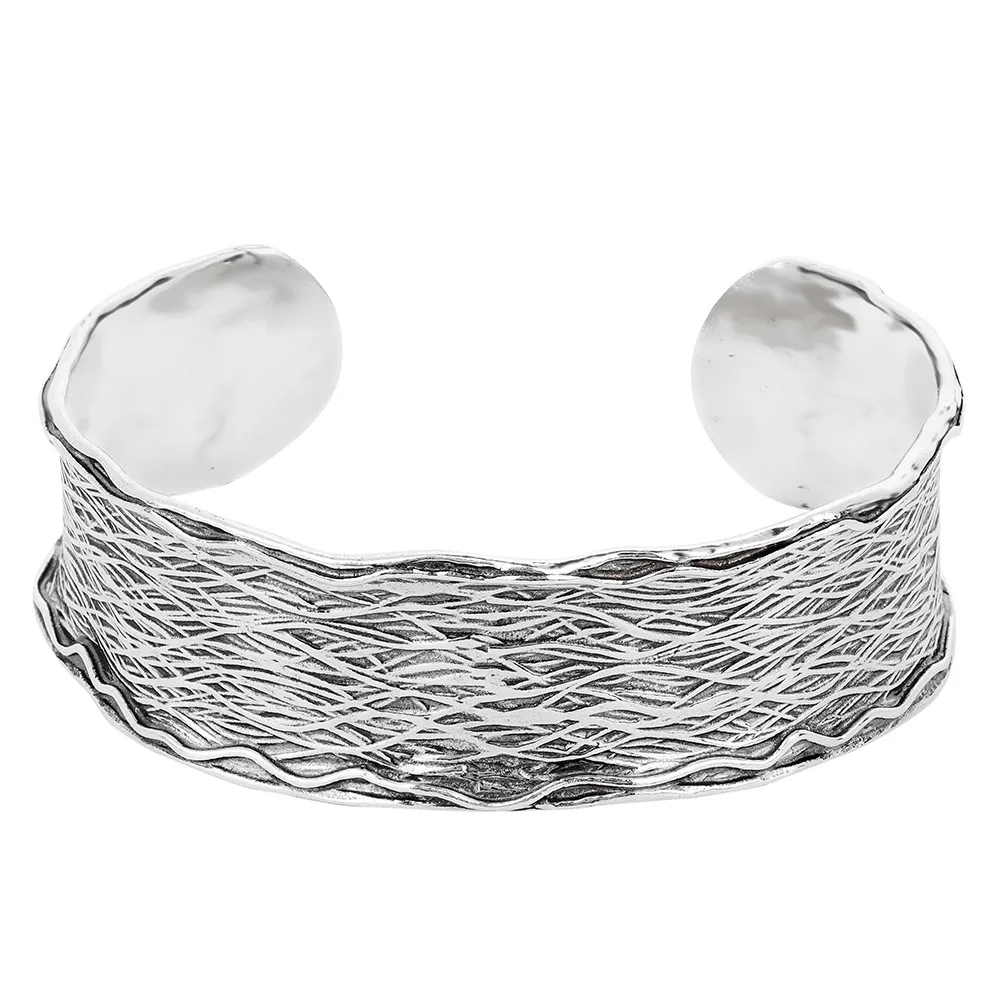 2019 New 925 Sterling Silver Oxidized Cuff Bracelet Textured 2019 New 925 Sterling Silver Oxidized