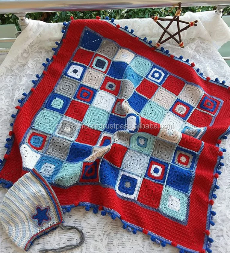 
Crochet Handmade Baby Blanket with matching Cap 