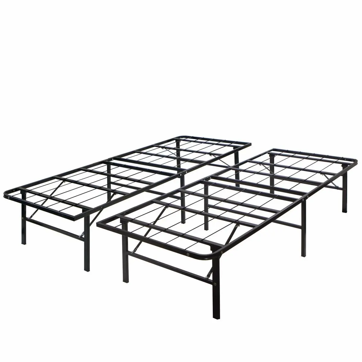 New Modern king Size Bi-Fold Folding Platform Metal Bed Frame Mattress Foundation