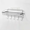 5 Hooks Rectangular Storage Shelf with Reusable Permanent Stickers