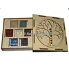 7 chakra Plain Cube Set with Chakra Stone Tree Of Life Gift Box frm natural agate