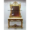 carved console with mirror , gold finishing , marble top