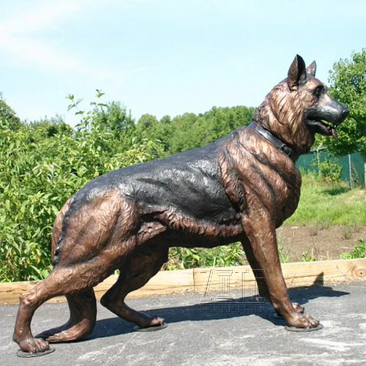 bronze dog garden statues