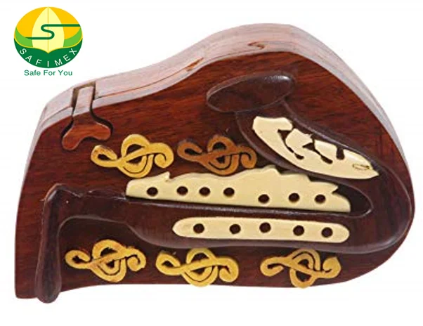 Drum Ban Details about    Wooden Musical Instrument Shape Secret Jewelry Puzzle Box 