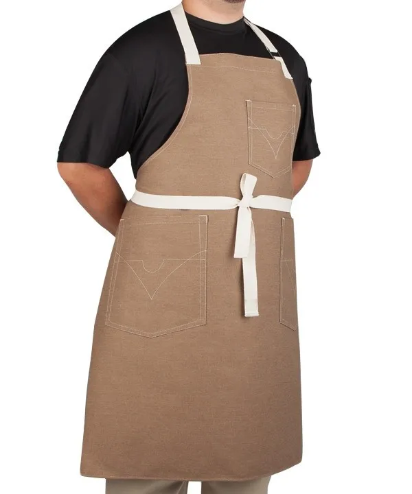 Cheap Bulk Wholesale Cotton Denim Kitchen Apron Pu Leather Adjustable