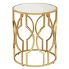 Eyelet Metal Side Table Metal Frame, Glass Top Gold Leaf Luxury Accent Furniture Stylish Living Room Coffee Table