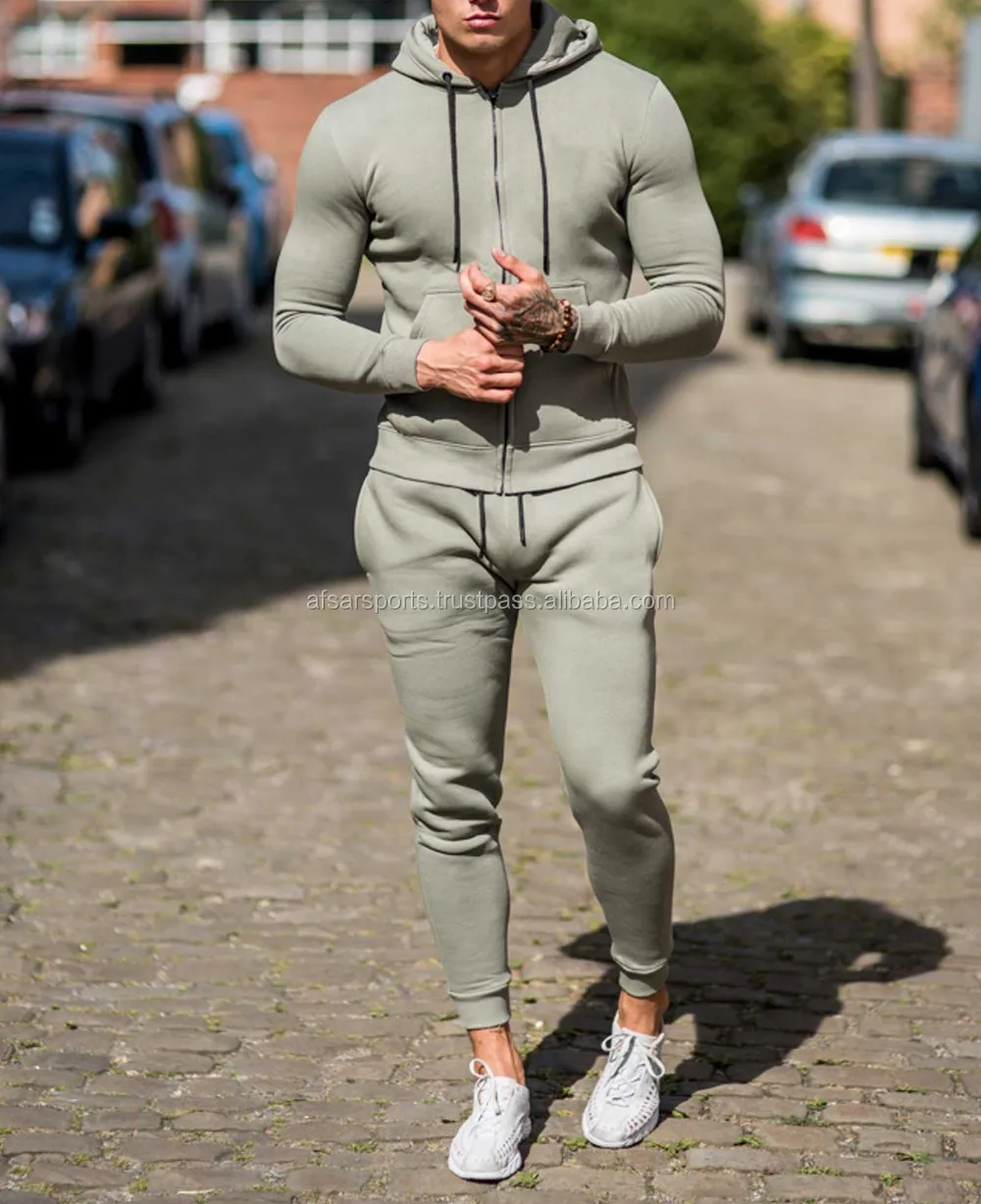 Latest Plain Tracksuit Mens Gym Sweatsuit Custom Made Sweat Suits