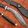 Custom Made Damascus Steel Kukri/Hunting Knives + Pouch KKR-007