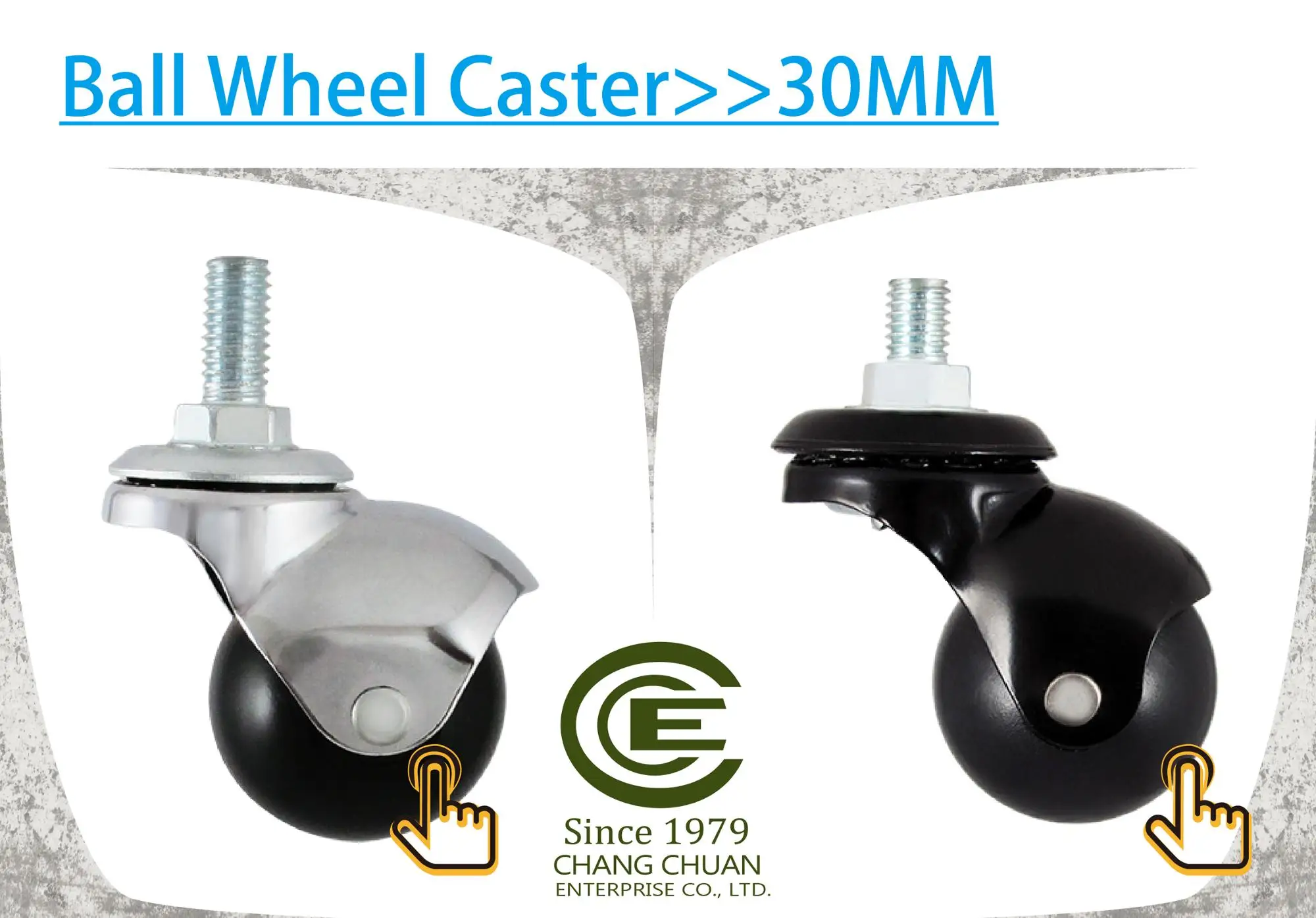 CCE Caster 40mm Swivel Screw 10X22 Stem PP Caster Wheel.jpg