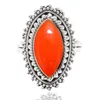925 Solid Sterling Silver Plain Plaster Ring With Real High Quality Red Onyx Strain Gemstone Ring