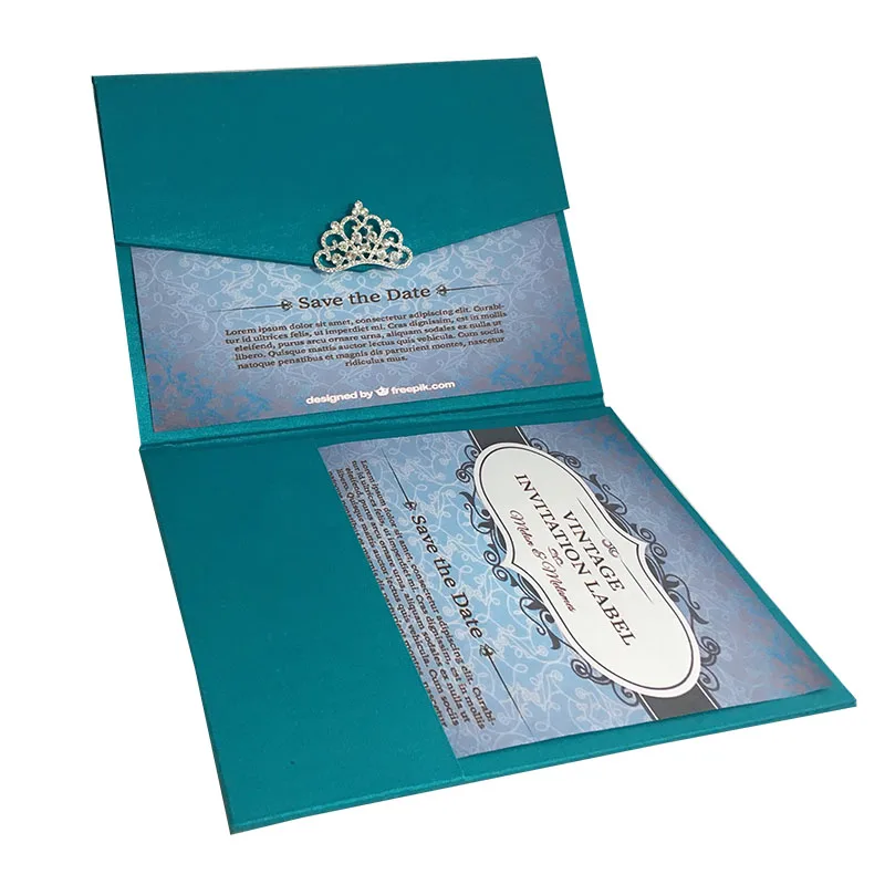 Plain Gold Silk Laminated Cardboard Wedding Invitation Gatefold