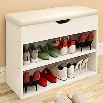 White Wooden Mdf Shoe Rack Cabinet With 