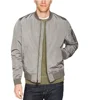 lightweight bomber jacket features a satin-finished body with contrast ribbing at collar, cuffs Zip pocket at left upper arm