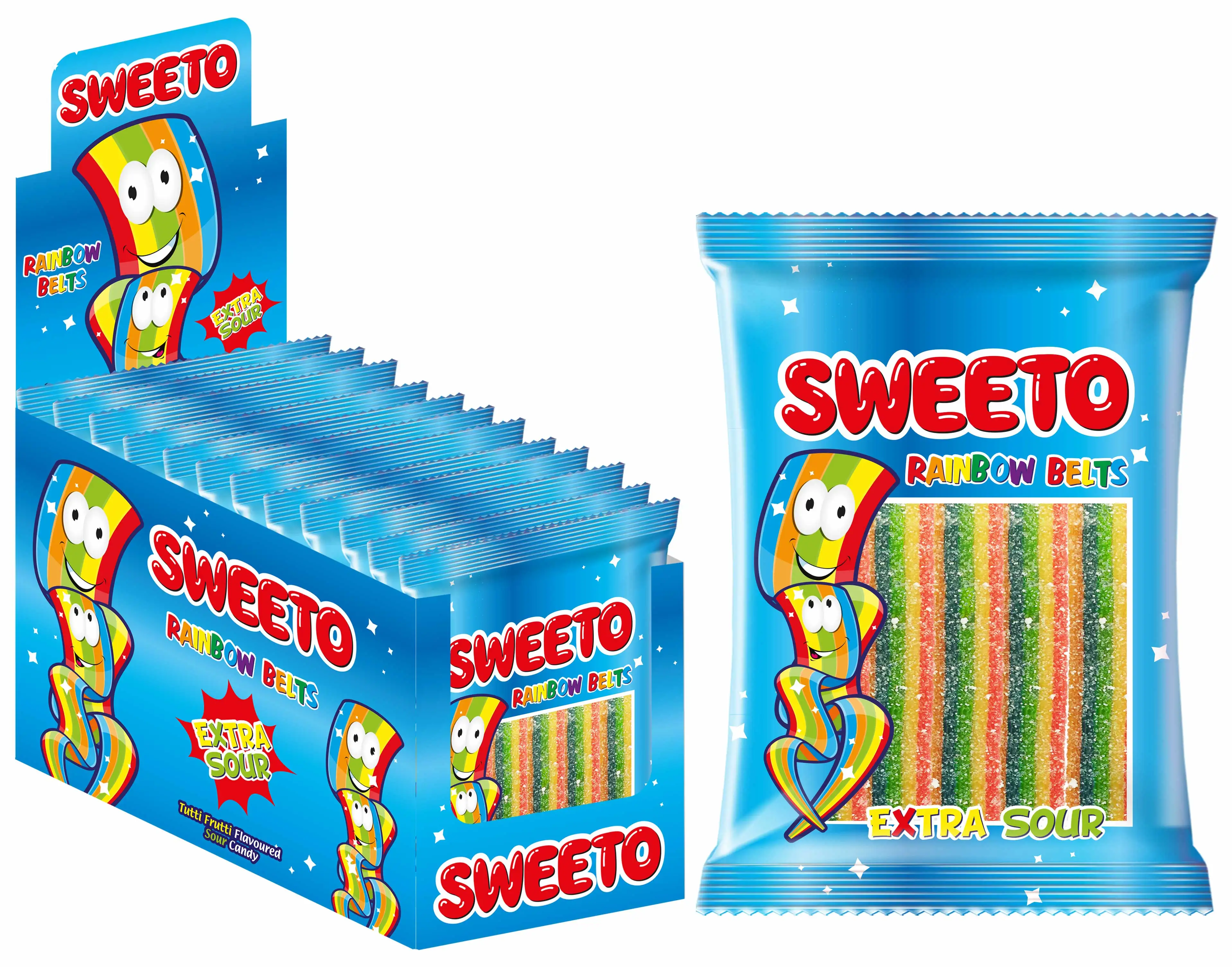 
Sweeto Rainbow Sour Belts&Multicolor Sticks 