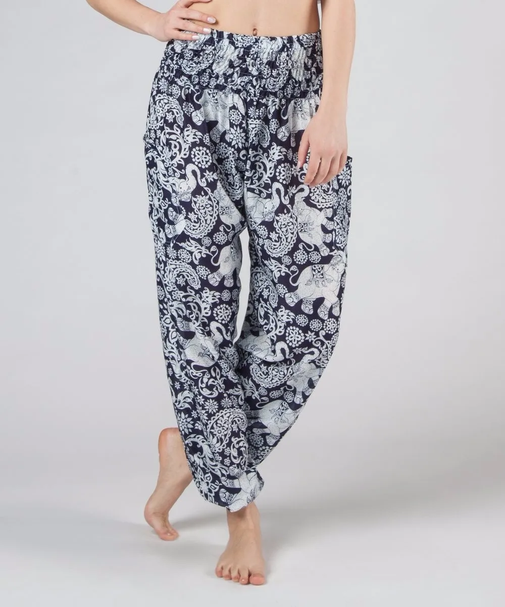 elephant print trousers