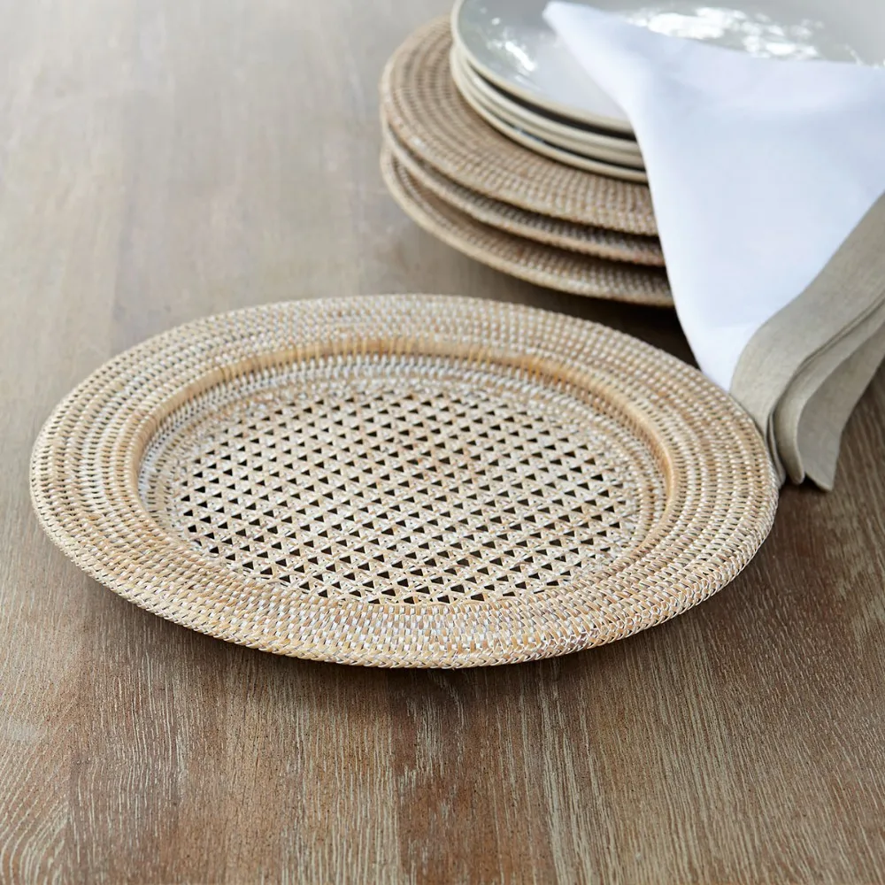 Super Quality Brown Square And Round Rattan Charger Plate Buy