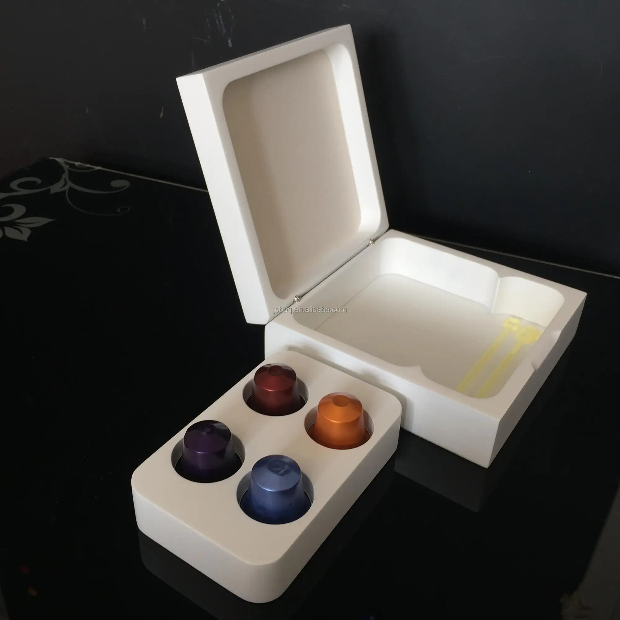 Personalized White Wooden Nespresso Coffee Capsule Gift Box With Lid