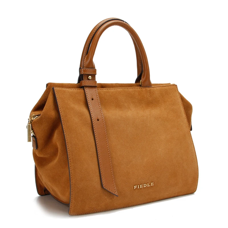 广州工厂 oem 100% 真牛皮绒面革女士手提包 2017