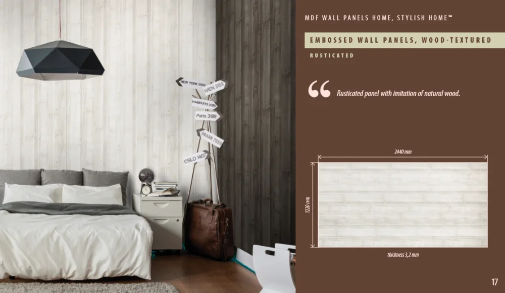 Wood Textured Wall Panel In Mdf For Interior Embossed Mdf Wall Panel