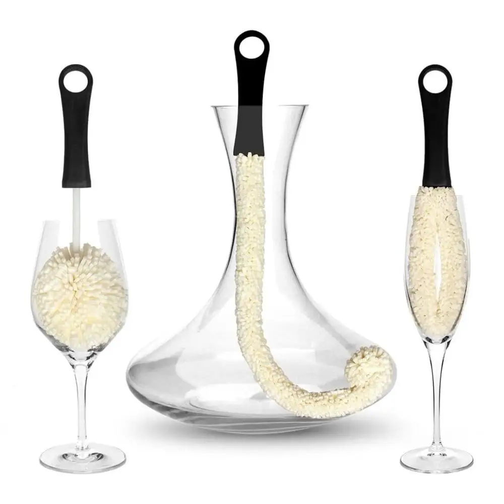 bar amigos set of 3 glassware cleaning brushes long flexible