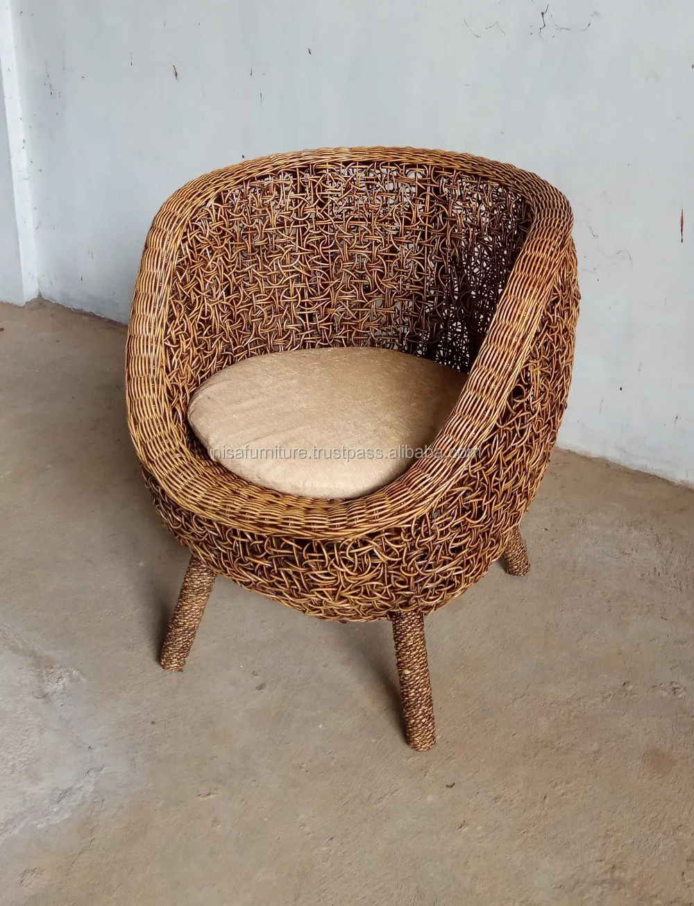 Natural Rattan Ball Lounge Egg Chair Wicker Indoor Indonesia Furniture