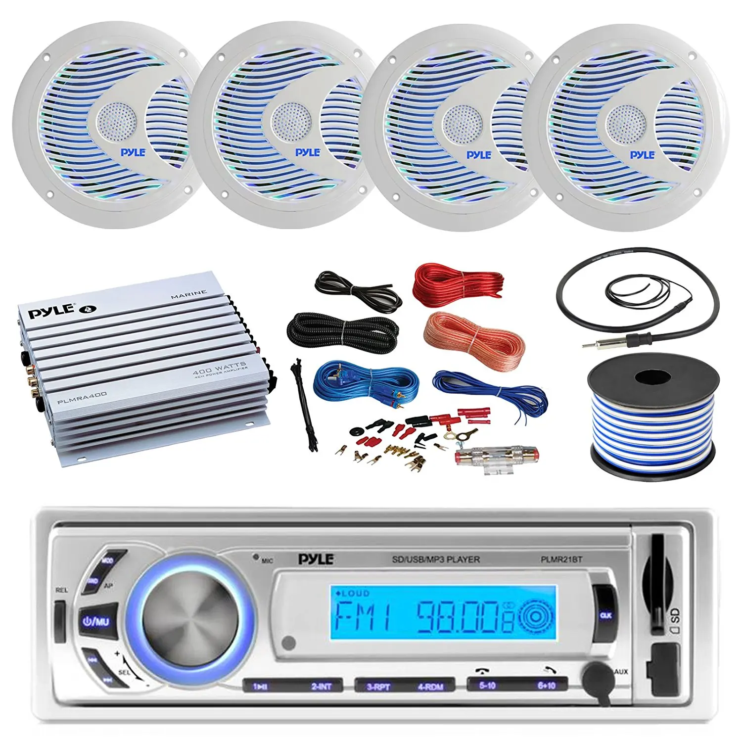 Get Quotations · 16-25' Bay Boat: Pyle Bluetooth Marine USB MP3 Stereo Receiver, 4