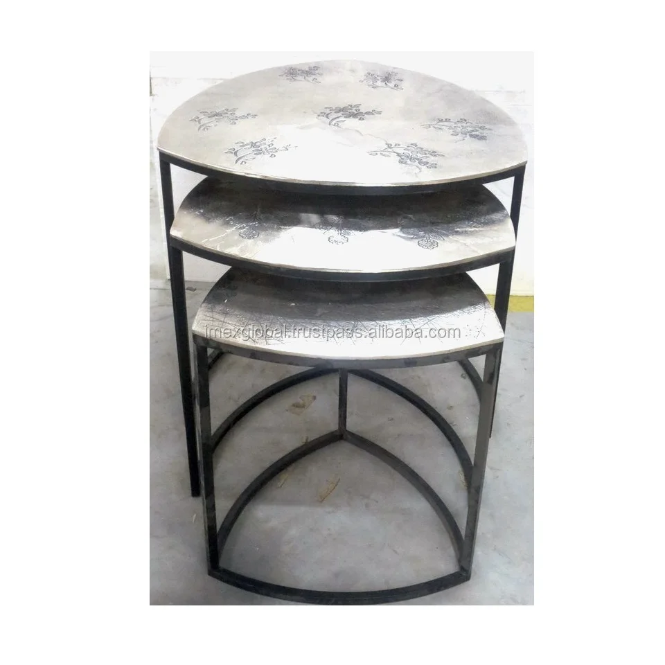 Rectangular Shape West Elm Side Coffee Table S/3 Top Aluminium