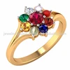 18k Yellow Solid Gold Certified Diamond Ruby Coral Pearl Emerald Cats-eye Sapphire Hessonite Navratan Ring