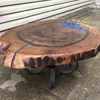 Live Edge Wood Slab Coffee Table Top / Epoxy Resin / Metal Base