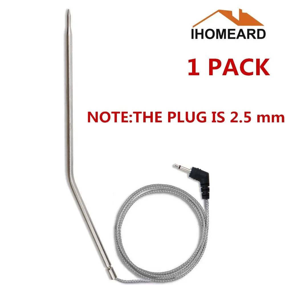 Silver Zanmini Stainless Steel Probes with Long Wire,2 Probes for Wireless Digital Thermometer