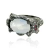 18kt Gold Diamond Indian Ruby Rainbow Blue Moon Stone Vintage Look Rings Gemstone Jewelry