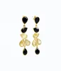 Black and Gold Elegant Statement Earrings Black Onyx and Gold Rutilated Quartz