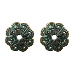 14mm DIY Jewelry Making Supplies Antique Bronze Round Medallion Flat Center Hole Circle Filigree Connector