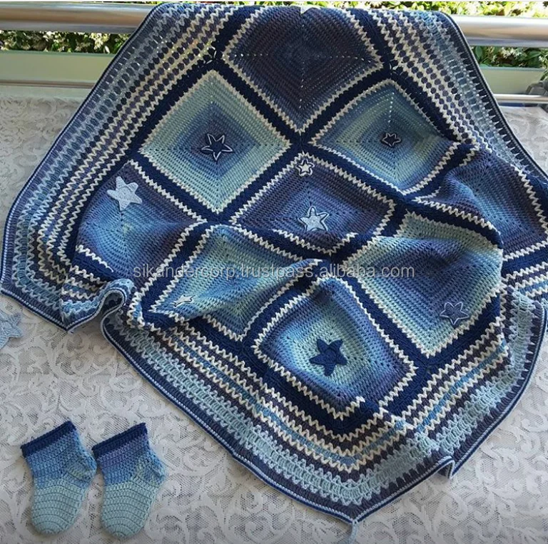 
Crochet Handmade Baby Blanket with matching Socks 