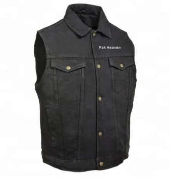 Denim Motorcycle Motorbike Vests & Biker Denim Jeans Ride Vests Men's Black Denim - Buy Boys Men 