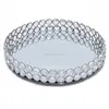 iron crystal serving tray Hot Sale Round Crystal Metal Serving Tray