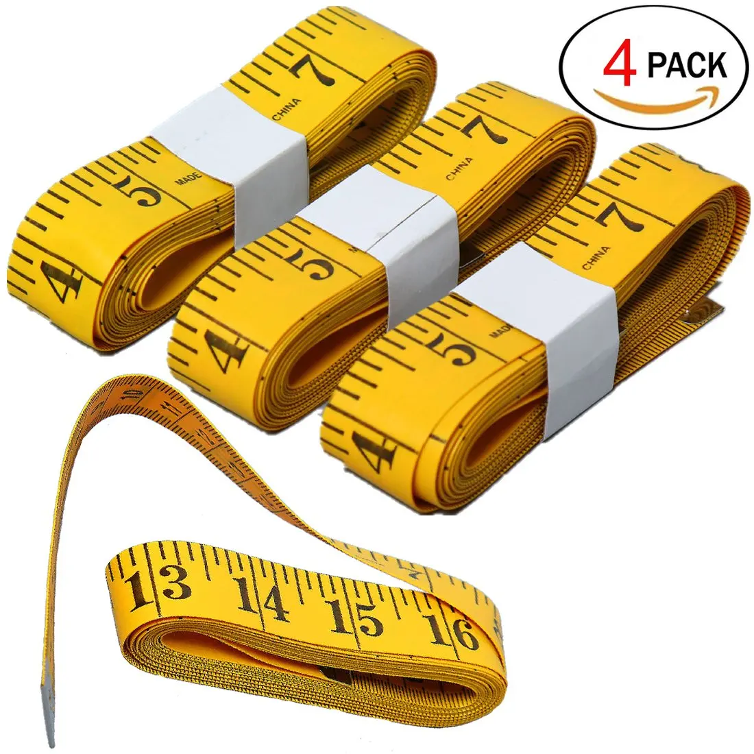 Penta Angel 120 Inches Double-Scale Soft Plastic Flexible Body Tape Measure Sewing Tailor Cloth Craft Ruler Yellow 2PCS