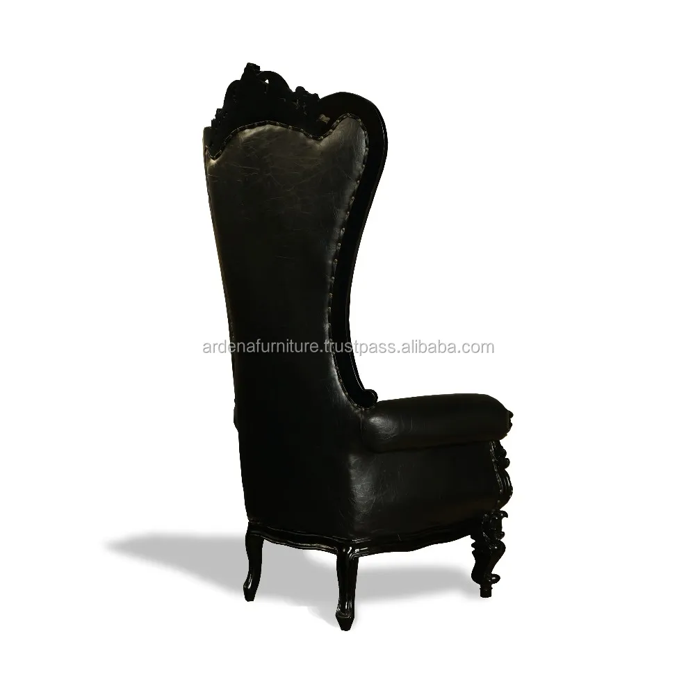 Luxury Wedding High Back Throne Chair Leather For Sale Black Hotel