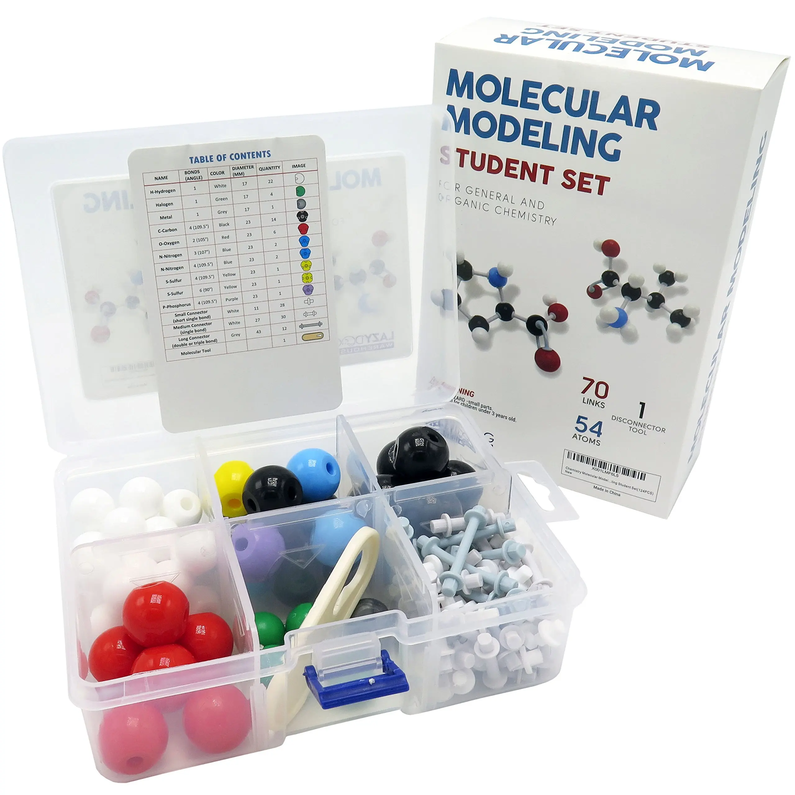 86 Atoms 153 Bonds Sumnacon Organic Chemistry Class Molecular Model Kit ...