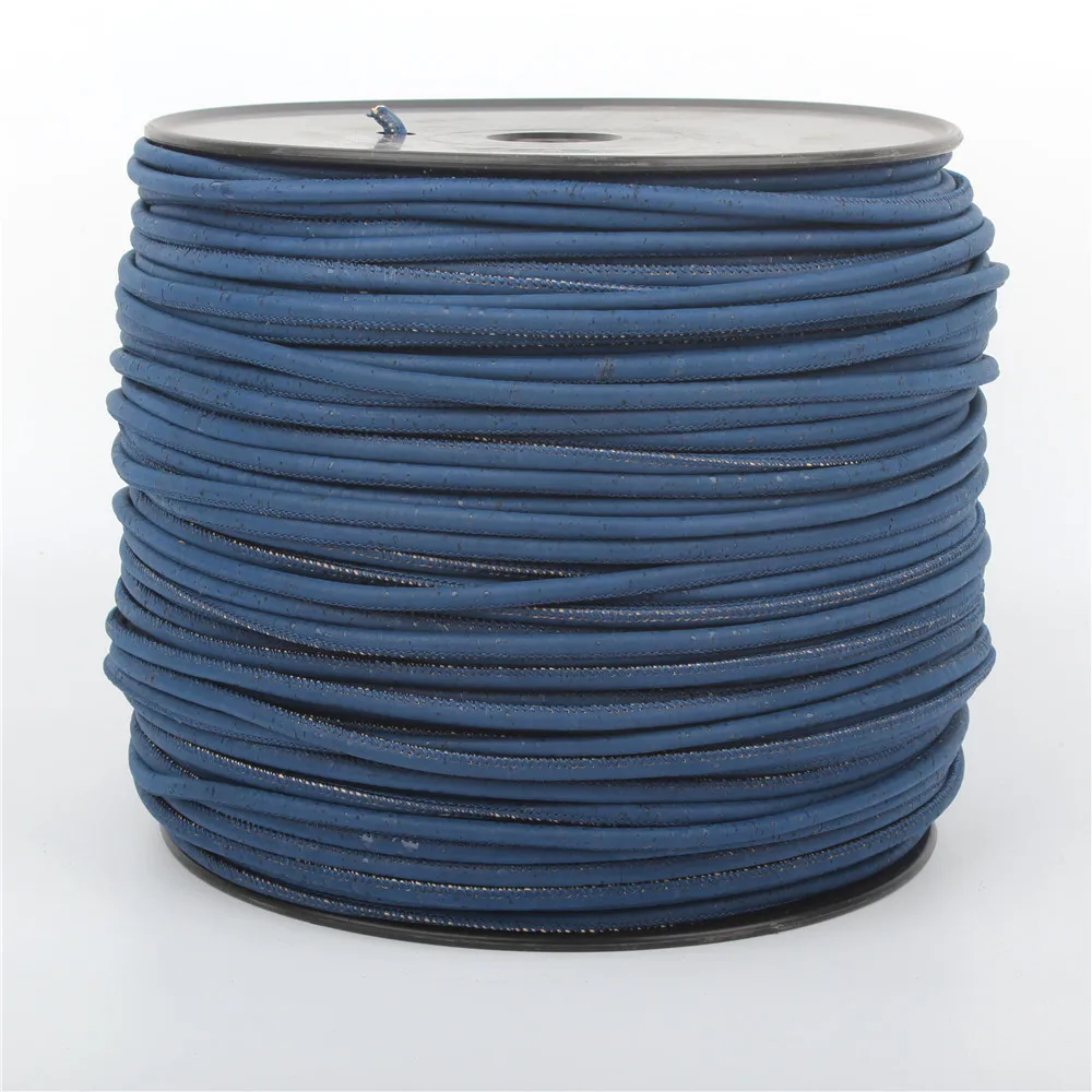 Natural cork 5mm round dark blue cork cord Portuguese cork wholesale jewelry supplies /Findings Cor-164