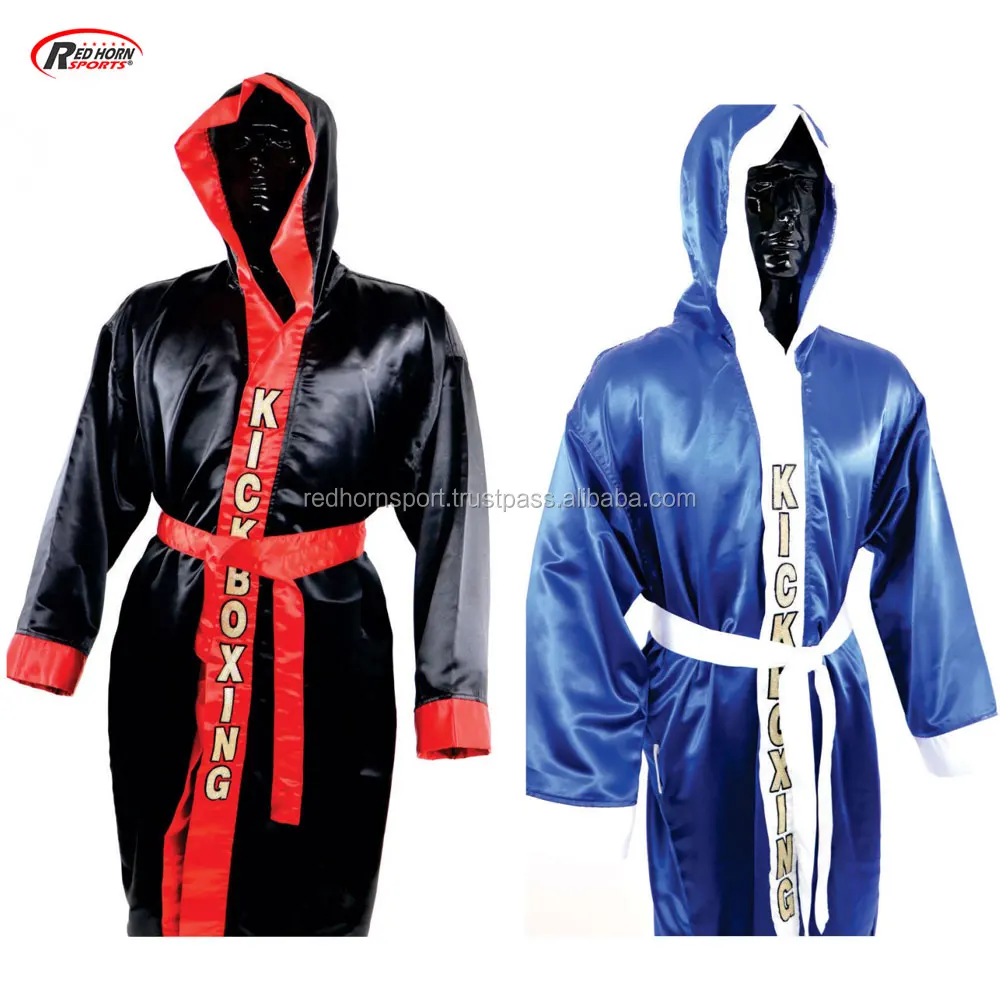 Satin Sports Boxing Robe With Hood,Custom Logo Robes By Red Horn Sports