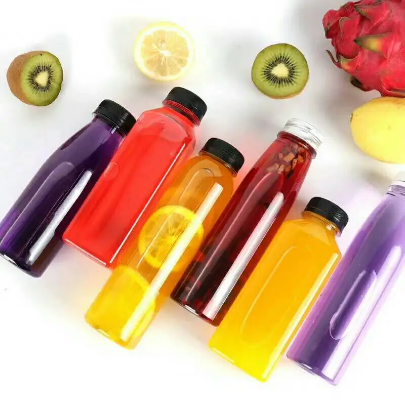 Disposable Clear Pet Plastic Juice Bottle With Screw Cap Buy Plastic