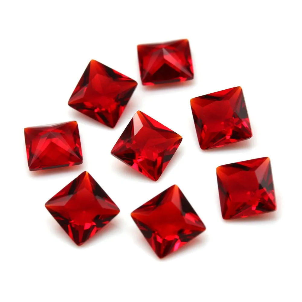 Faceted Gemstone Square Shape Princess Cut Red Glass Gems Stone Buy