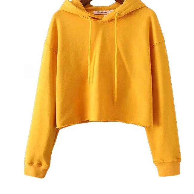 crop top hoodie yellow