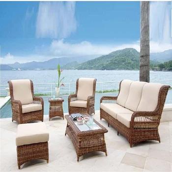 European Style Poly Rattan Patio Garden Outdoor Sofa Set- Wicker Rattan