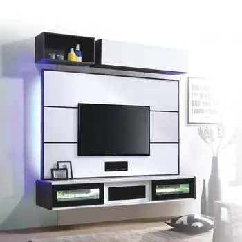 Modular Wall Mounted Black White Tv Entertainment Home Consoles Cabinet Floating Living Room