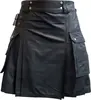 Black Premium Quality Leather Men's Utility Kilt