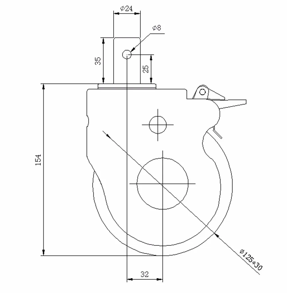 5 Inch Steel Bracket Abs Outer Cover Pvc Wheel Medical Caster For
